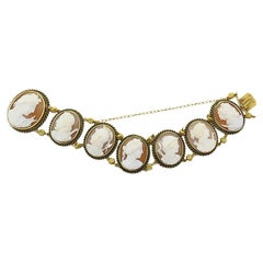 Antique 14k Gold Cameo Bracelet Classic Oval Medallions