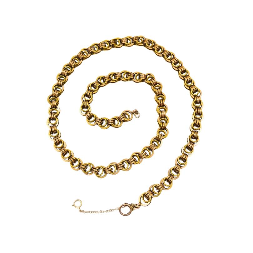 Women's or Men's Antique 14k Gold Chain Necklace For Sale