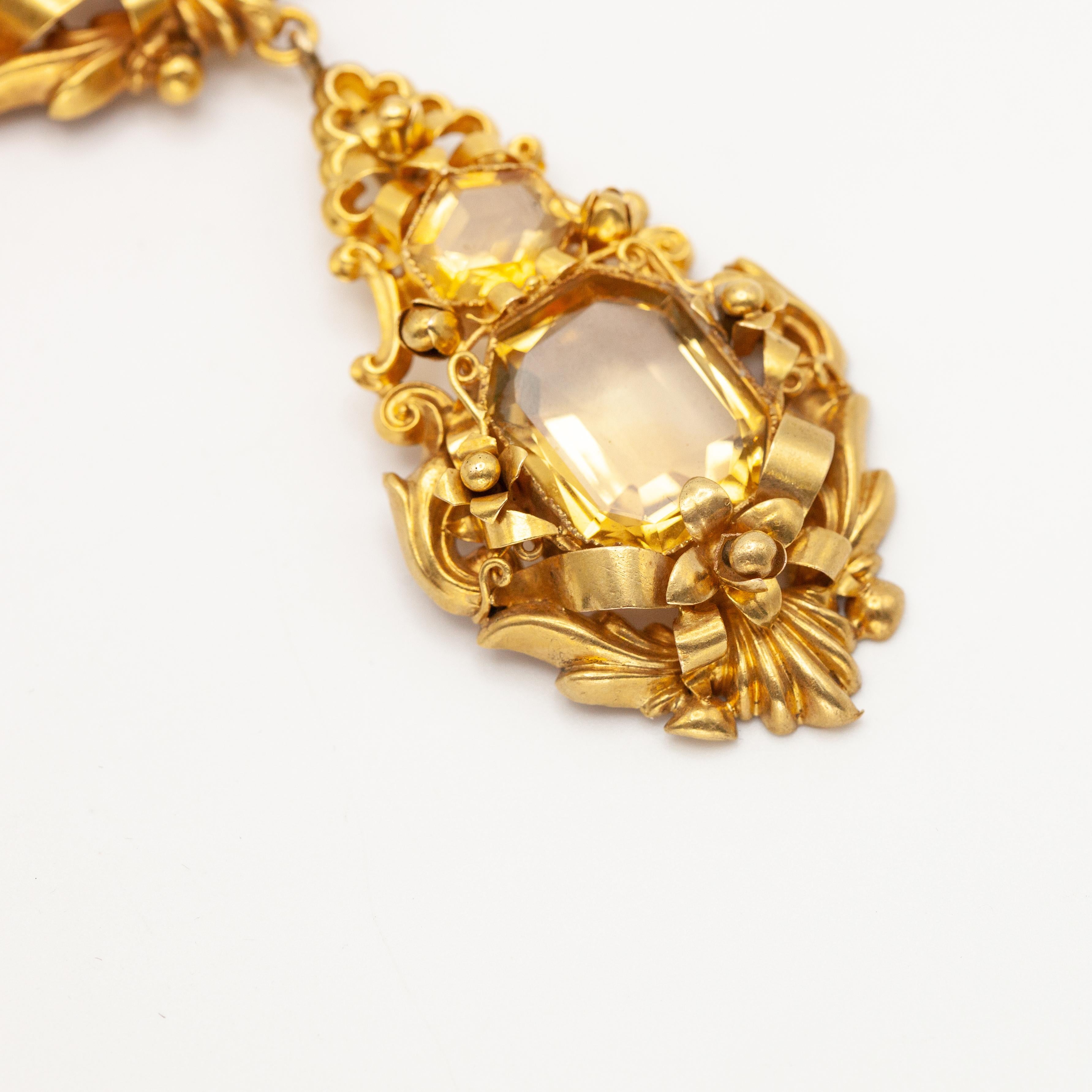 Antico set di orecchini e anelli con pendente Citrino in oro 14K in vendita 9