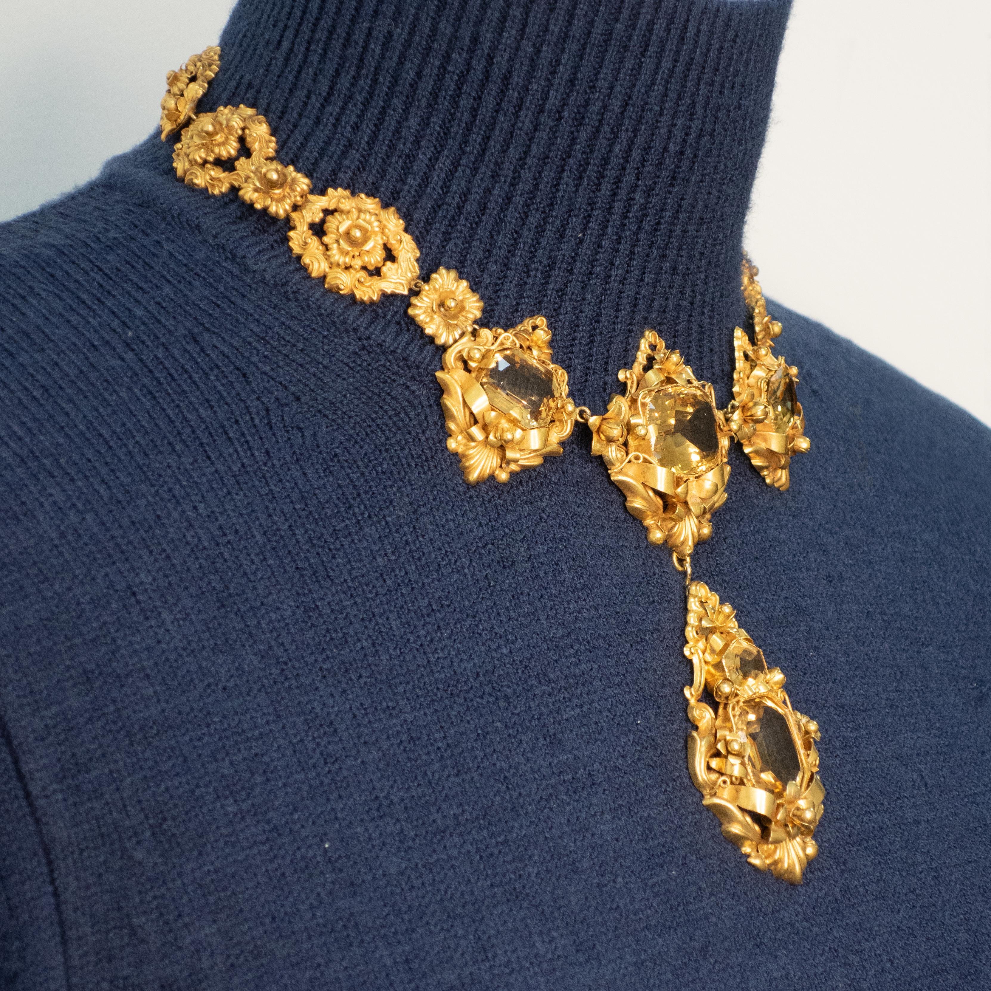 Antico set di orecchini e anelli con pendente Citrino in oro 14K in vendita 13