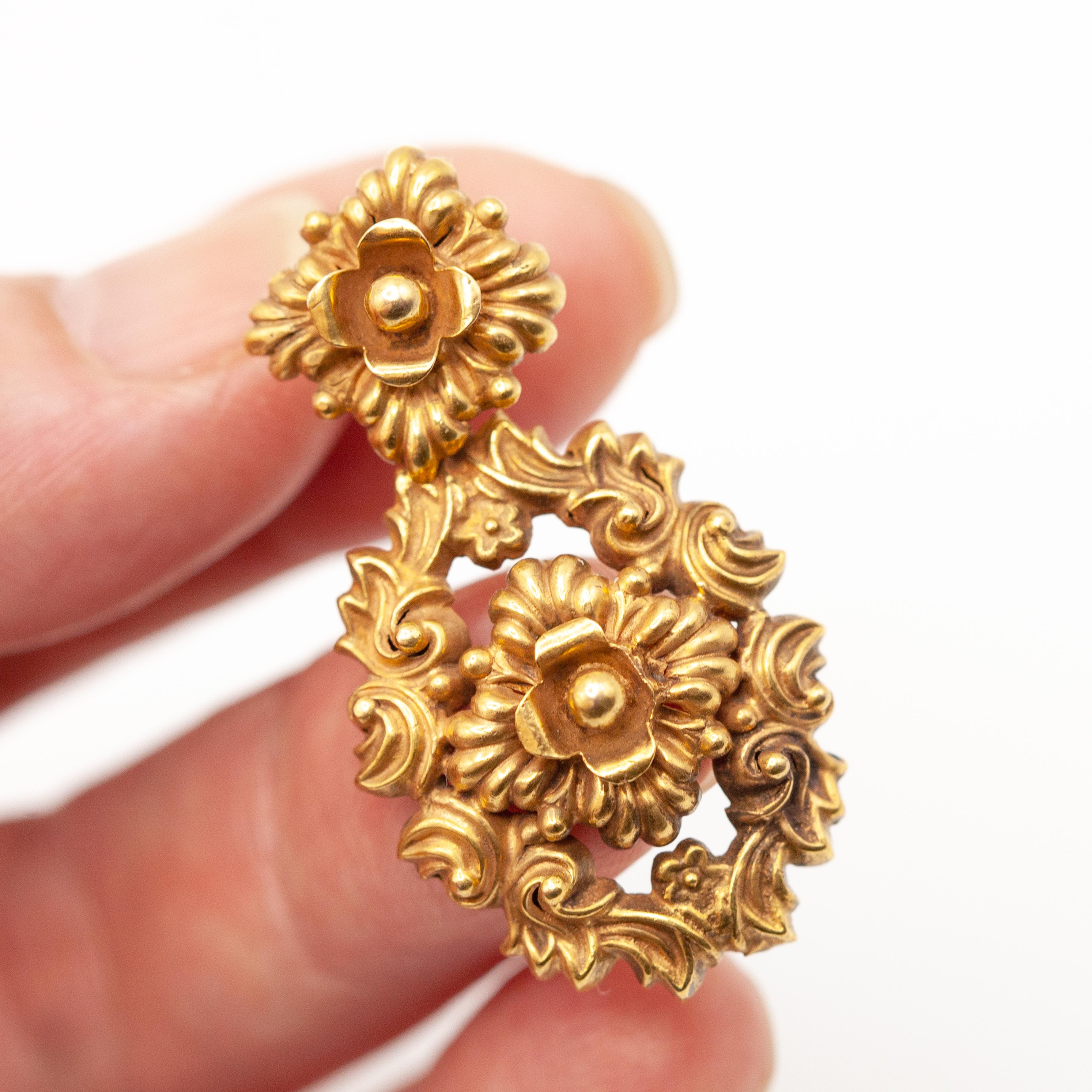 da uomo o donna Antico set di orecchini e anelli con pendente Citrino in oro 14K in vendita
