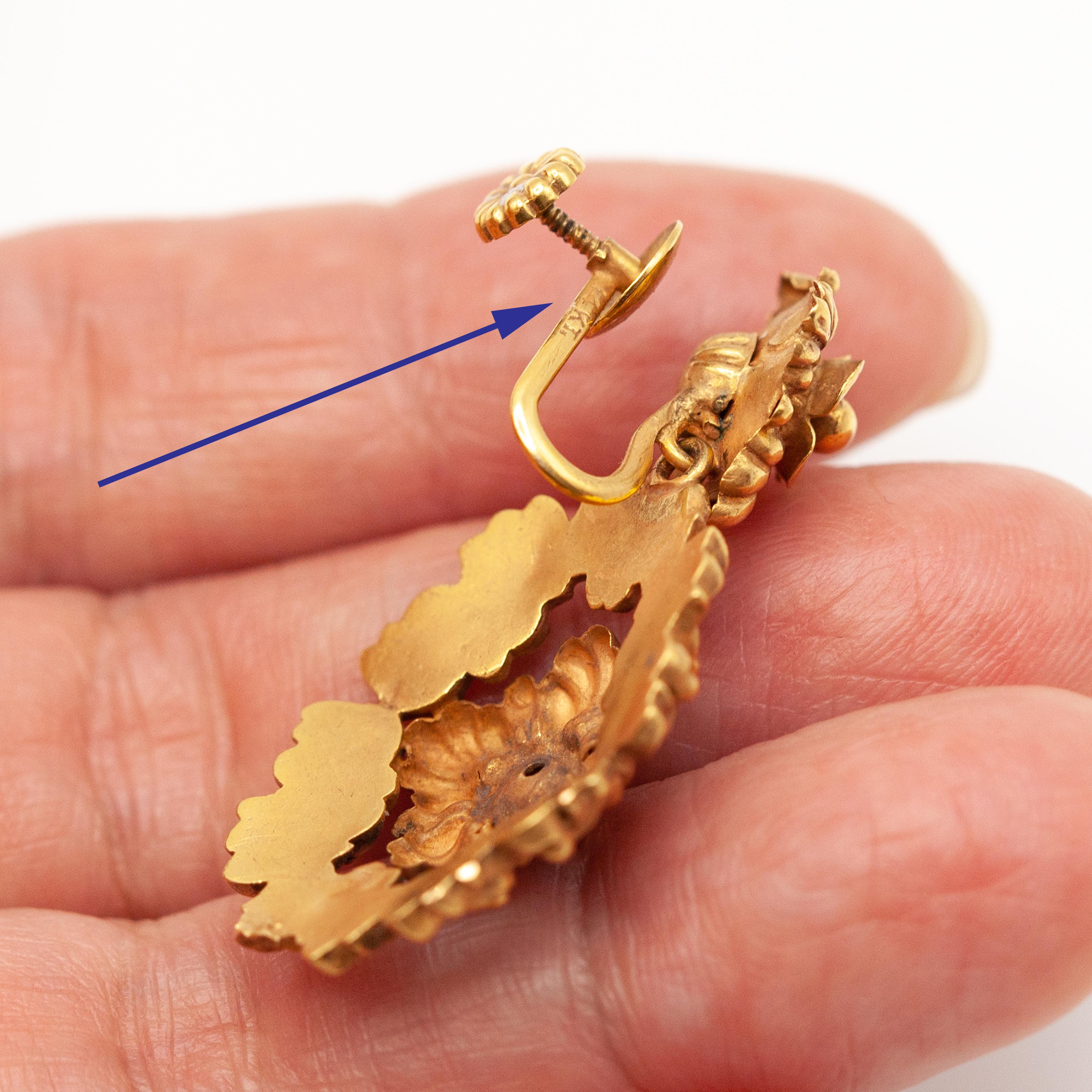 Antico set di orecchini e anelli con pendente Citrino in oro 14K in vendita 3