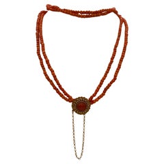 Antique 14k Gold Coral Beaded Necklace