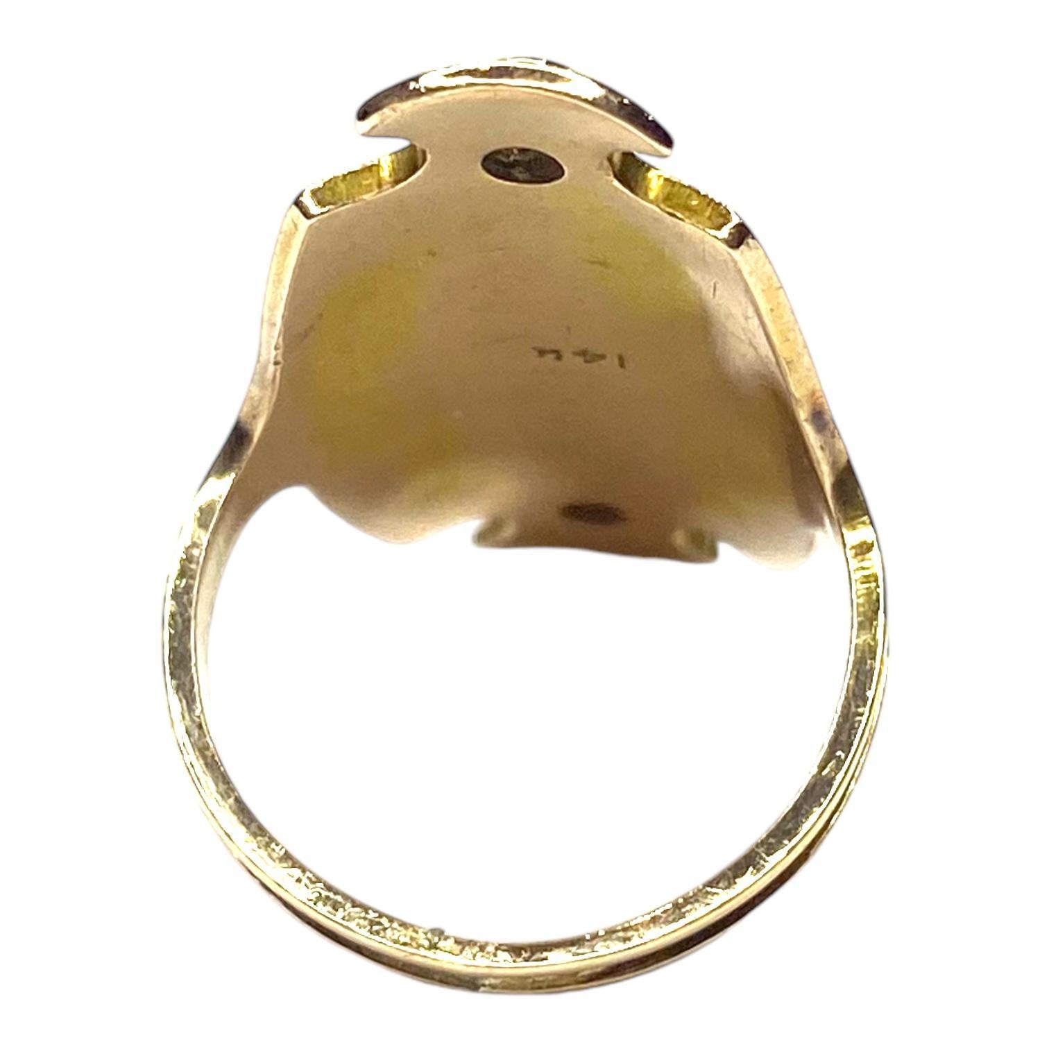 Victorian Antique 14K Gold Coral Cameo & Diamond Ring For Sale