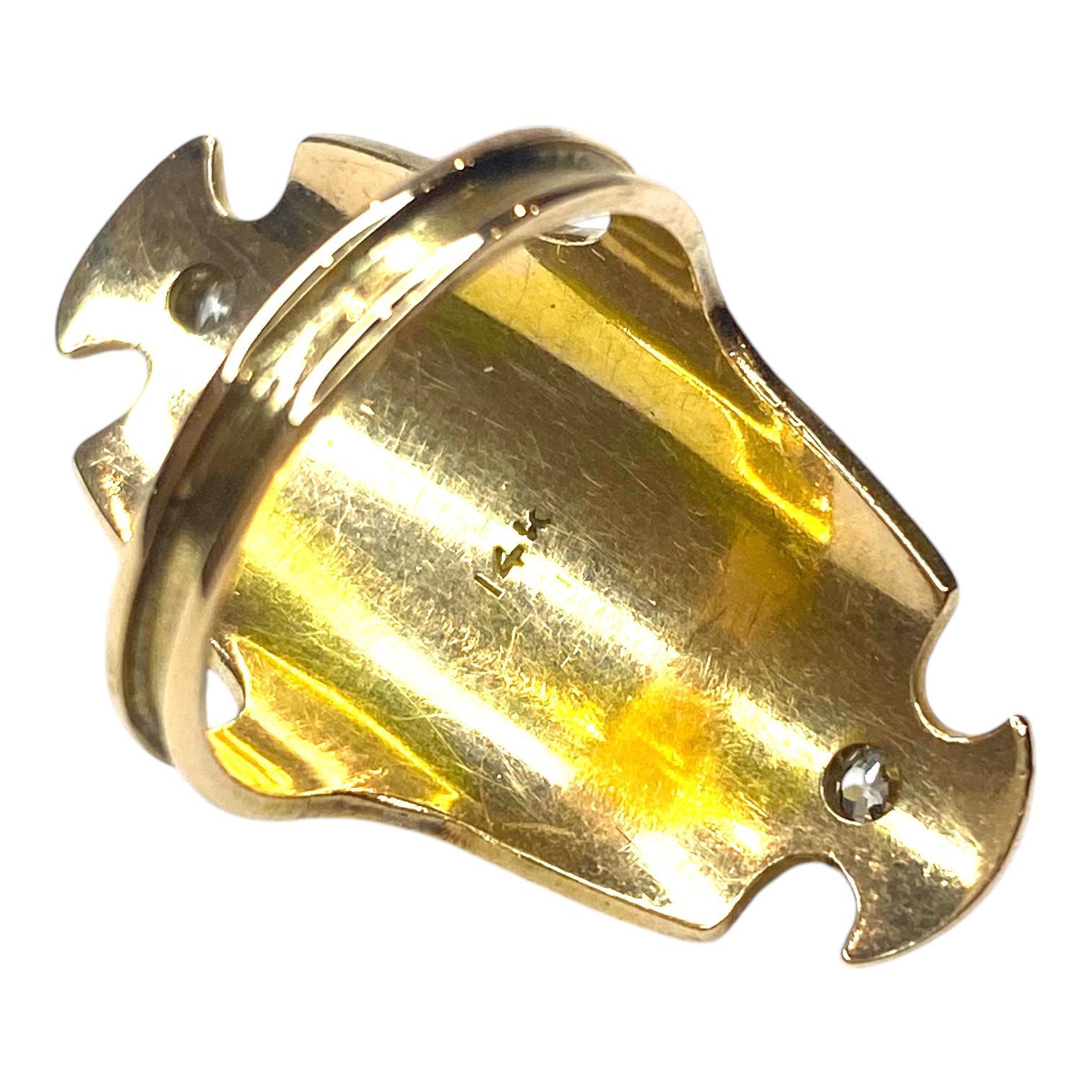 Antique 14K Gold Coral Cameo & Diamond Ring In Good Condition For Sale In Henderson, NV