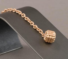 Antique 14K Gold Cube Watch Fob with Watch Chain & Dog Clasp