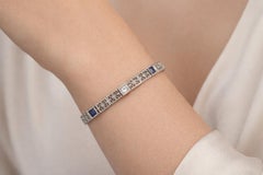 Antique 14K Gold Diamond & Blue Stone Filigree Bracelet