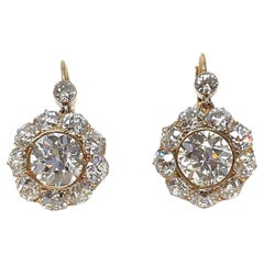 Antike 14 Karat Gold Diamant-Cluster-Ohrringe, ca. 1880-1900