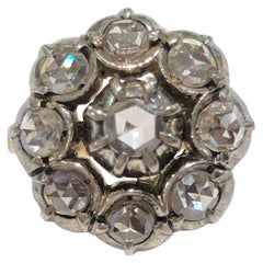 Antique 14K Gold Diamond Cluster Ring, Italy Circa 1860s, Size 6.5