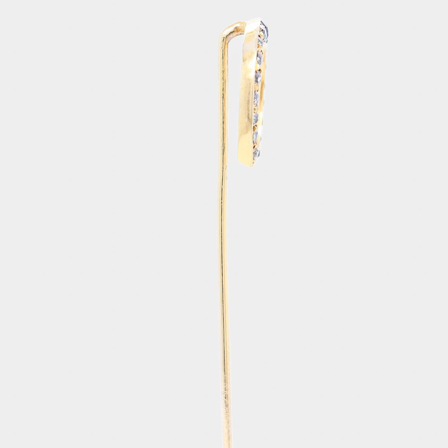 Antike 14k Gold & Diamant Hufeisen Stickpin 1