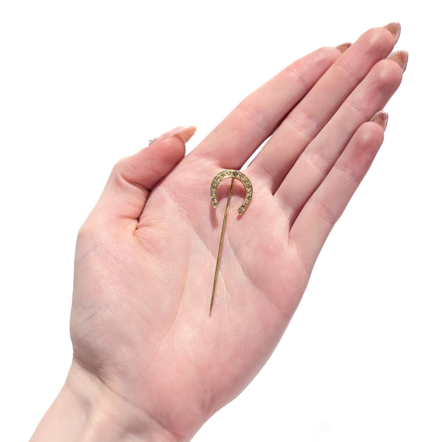 Antike 14k Gold & Diamant Hufeisen Stickpin 2