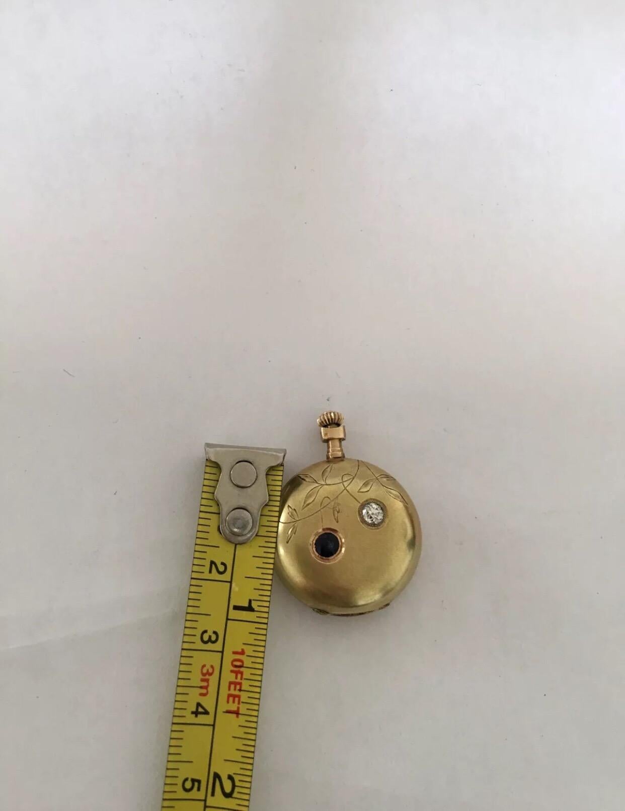 Antike Kugeluhr aus 14 Karat Gold, Diamanten und Saphiren im Angebot 7