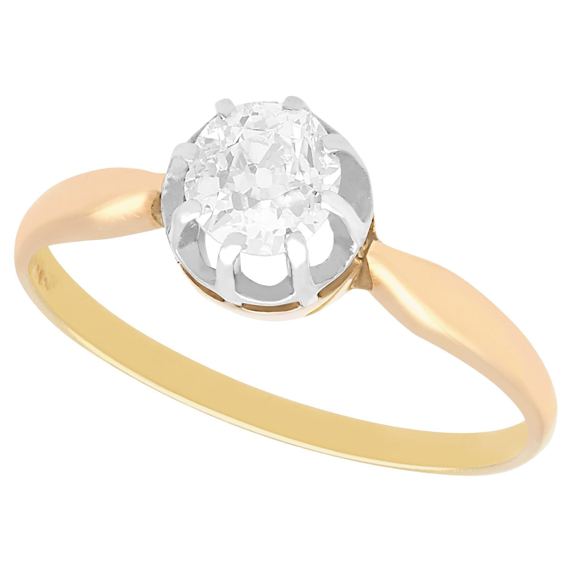 Bague solitaire ancienne en or 14 carats sertie d'un diamant de 0,63 ct, vers 1920