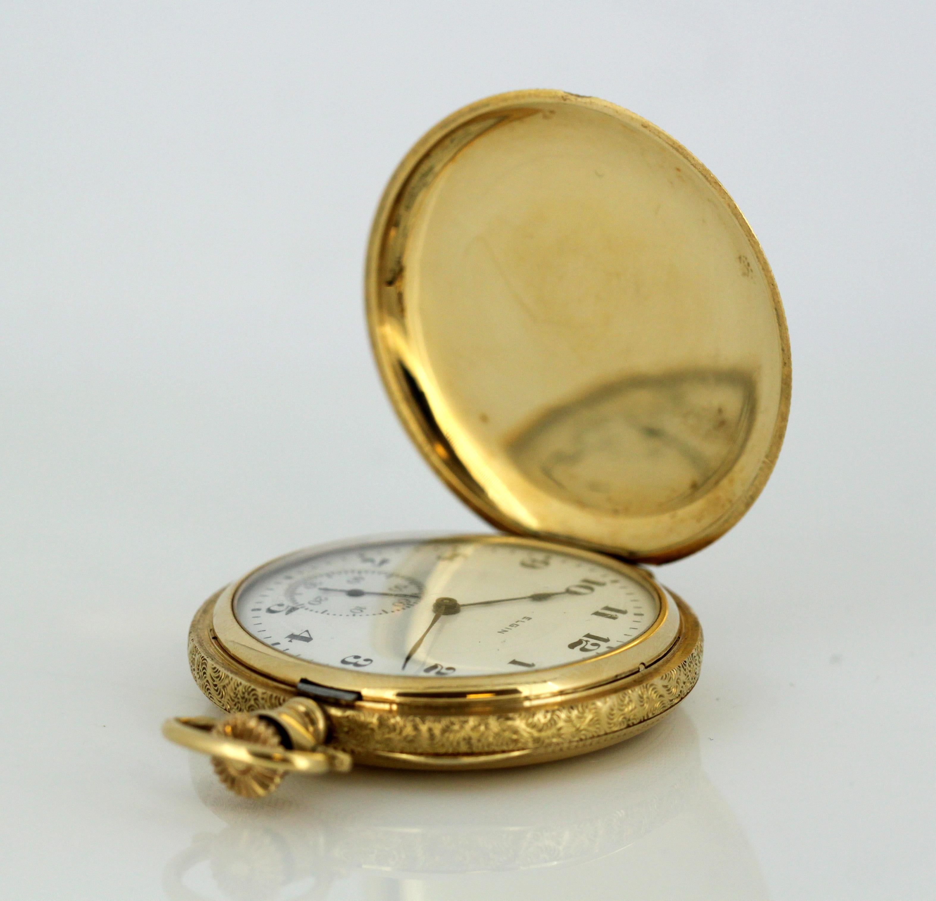 Antique 14 Karat Gold Elgin Pocket Watch, circa 1895 3