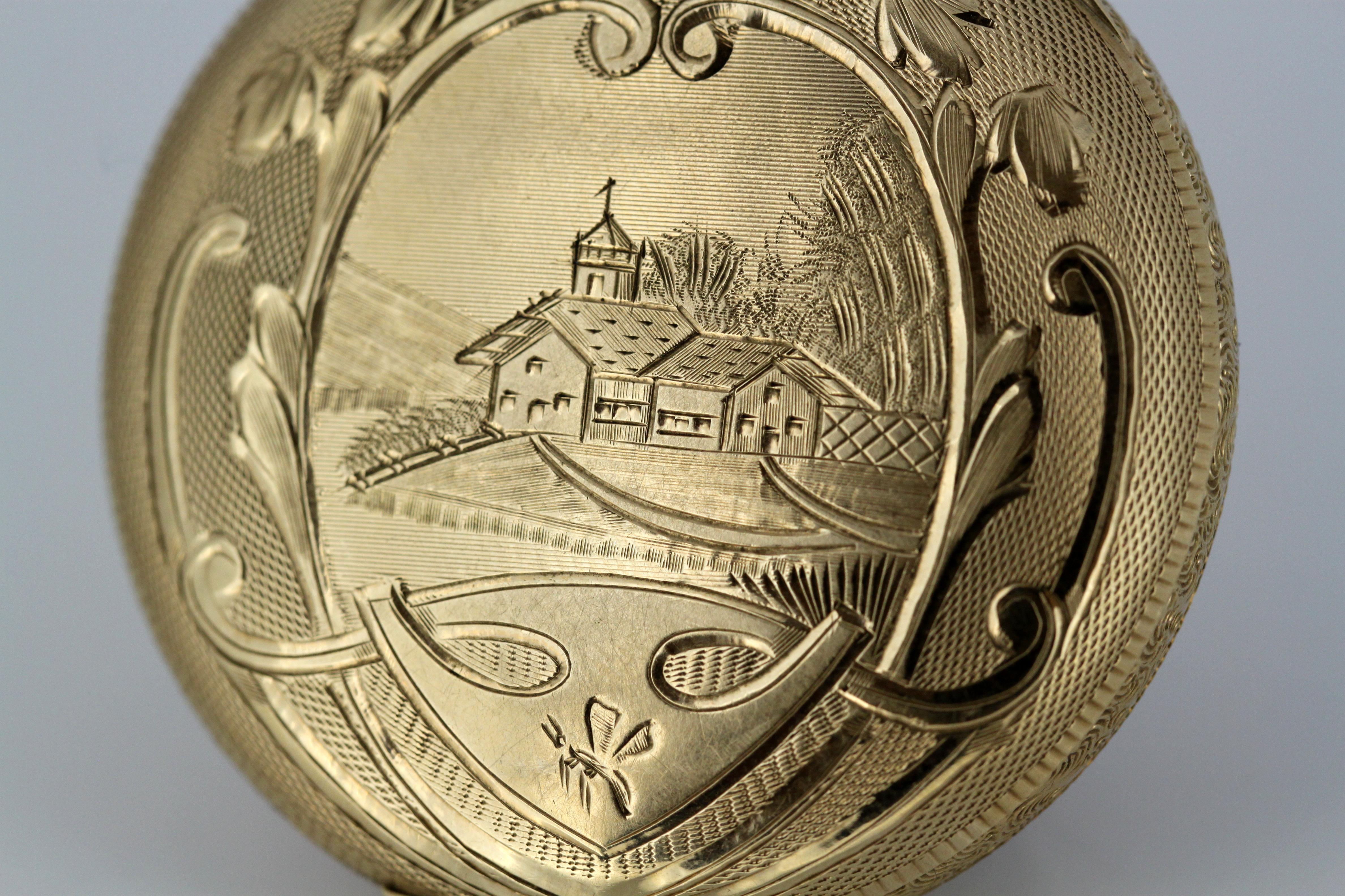 Antique 14k gold Elgin pocket watch, circa 1895.

Case Ref : 020864
Movement Nr : 27456792
Display type : Analogue
Dial : White Dial, Arabic Numerals( See Photos )
Casing Material : 14K Gold
Hands : Dark Reflective Blue

Dimensions - 
Size : 6 x 4.5
