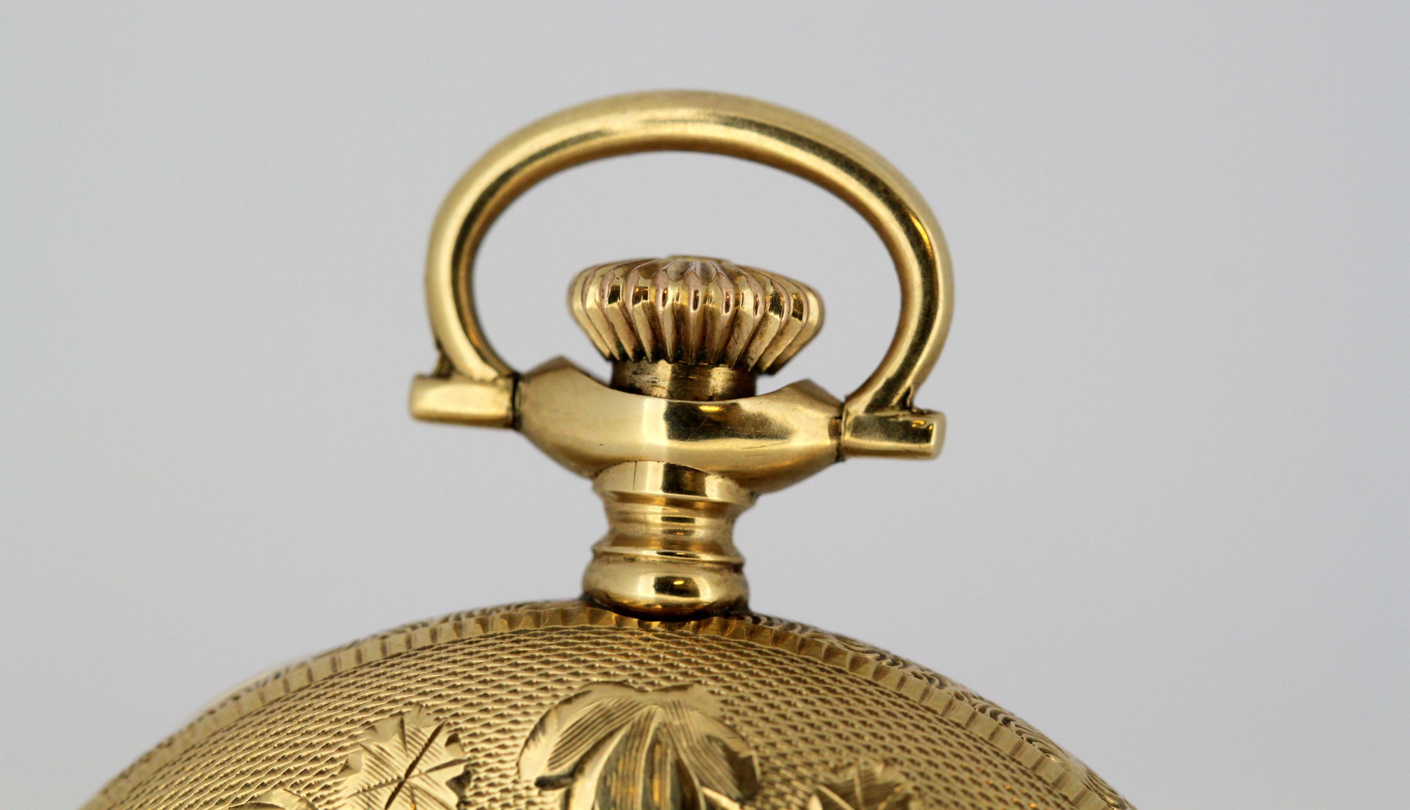 Antique 14 Karat Gold Elgin Pocket Watch, circa 1895 In Good Condition In Braintree, GB