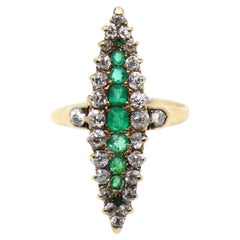 Antique 14K Gold Emerald Diamond Ring