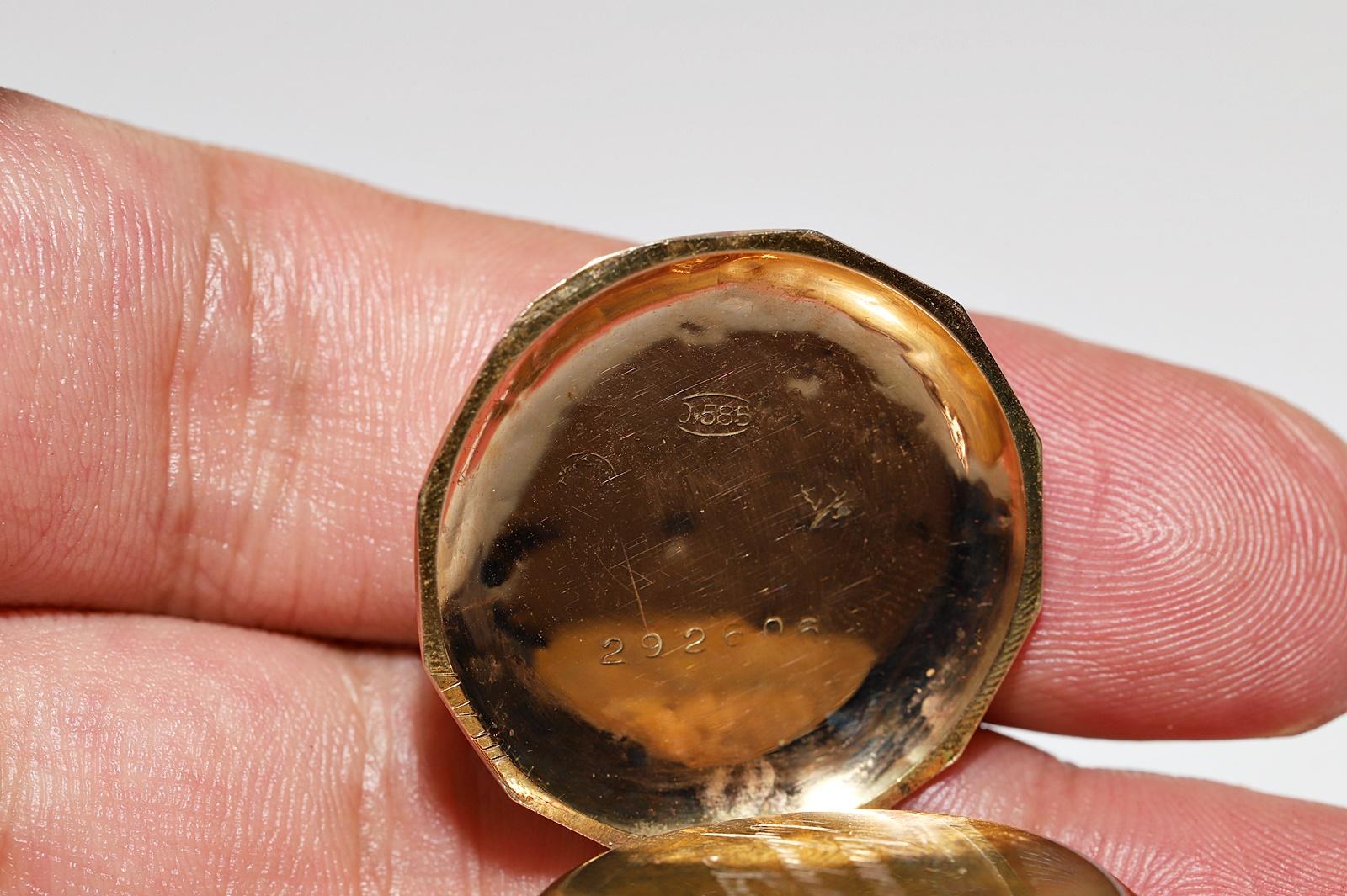 Antike 14k Gold Emaille-Taschenuhr mit verziertem Anhänger im Angebot 2