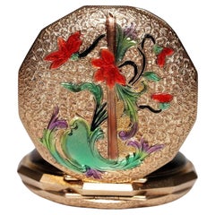 Antique 14k Gold Enamel Decorated Pendant Pocket Watches