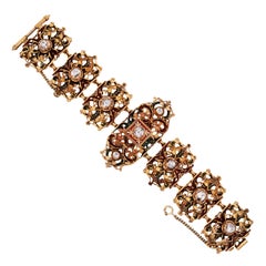 Antique 14K Gold Enamel Diamond Bracelet