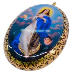 Antique Marry Enamel Gold Locket Pendant