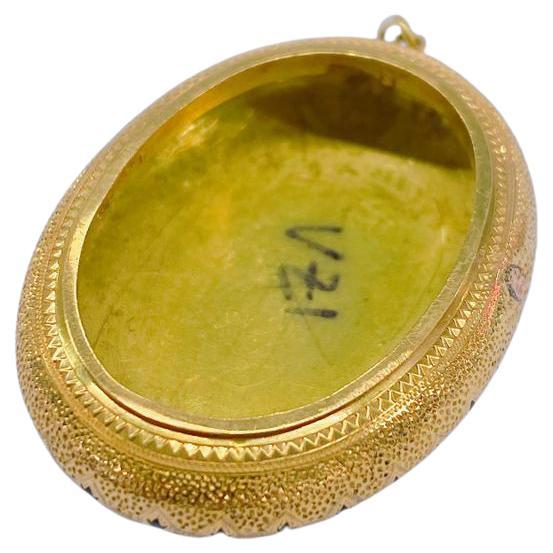 Antike Heiraten Emaille Gold Medaillon Anhänger im Zustand „Gut“ im Angebot in Cairo, EG