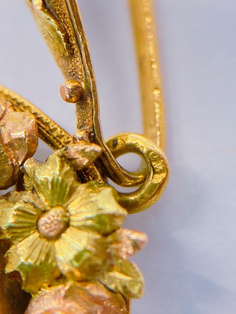 Antique 14k Gold Enamel Locket Pendant For Sale at 1stDibs