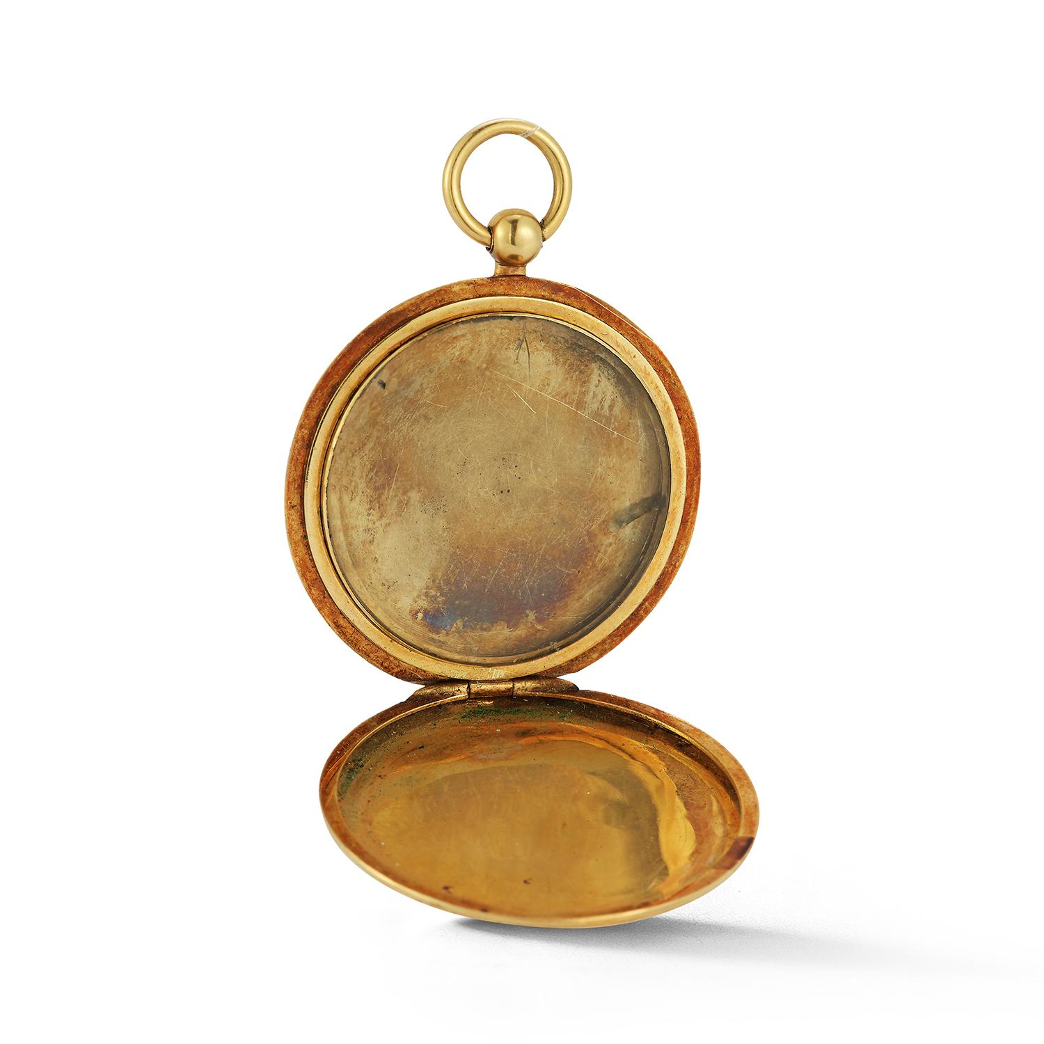 Antique 14k Gold Engraved and White and Blue Enamel Victorian Locket In Good Condition In New York, NY