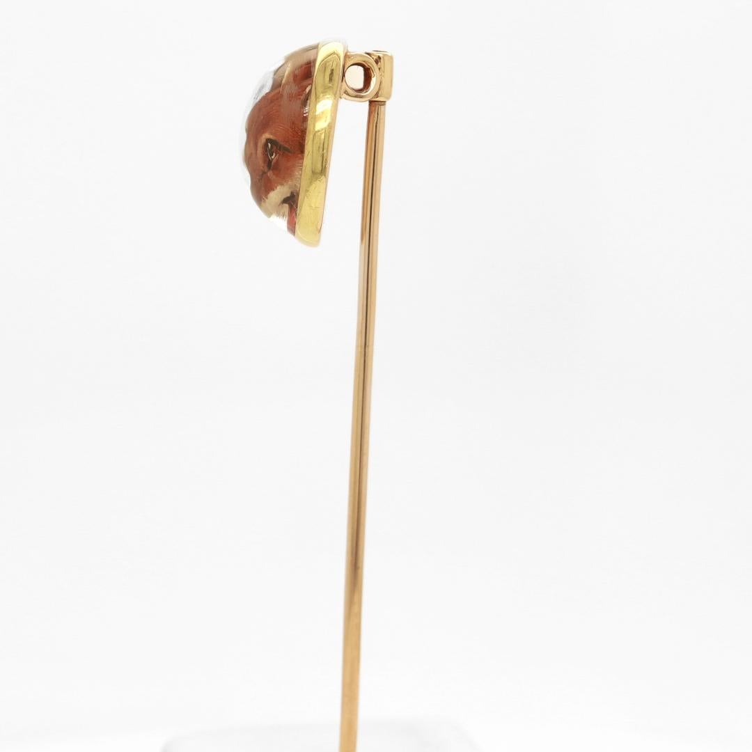 Antique 14k Gold & Essex Crystal Fox's Head Stickpin For Sale 1