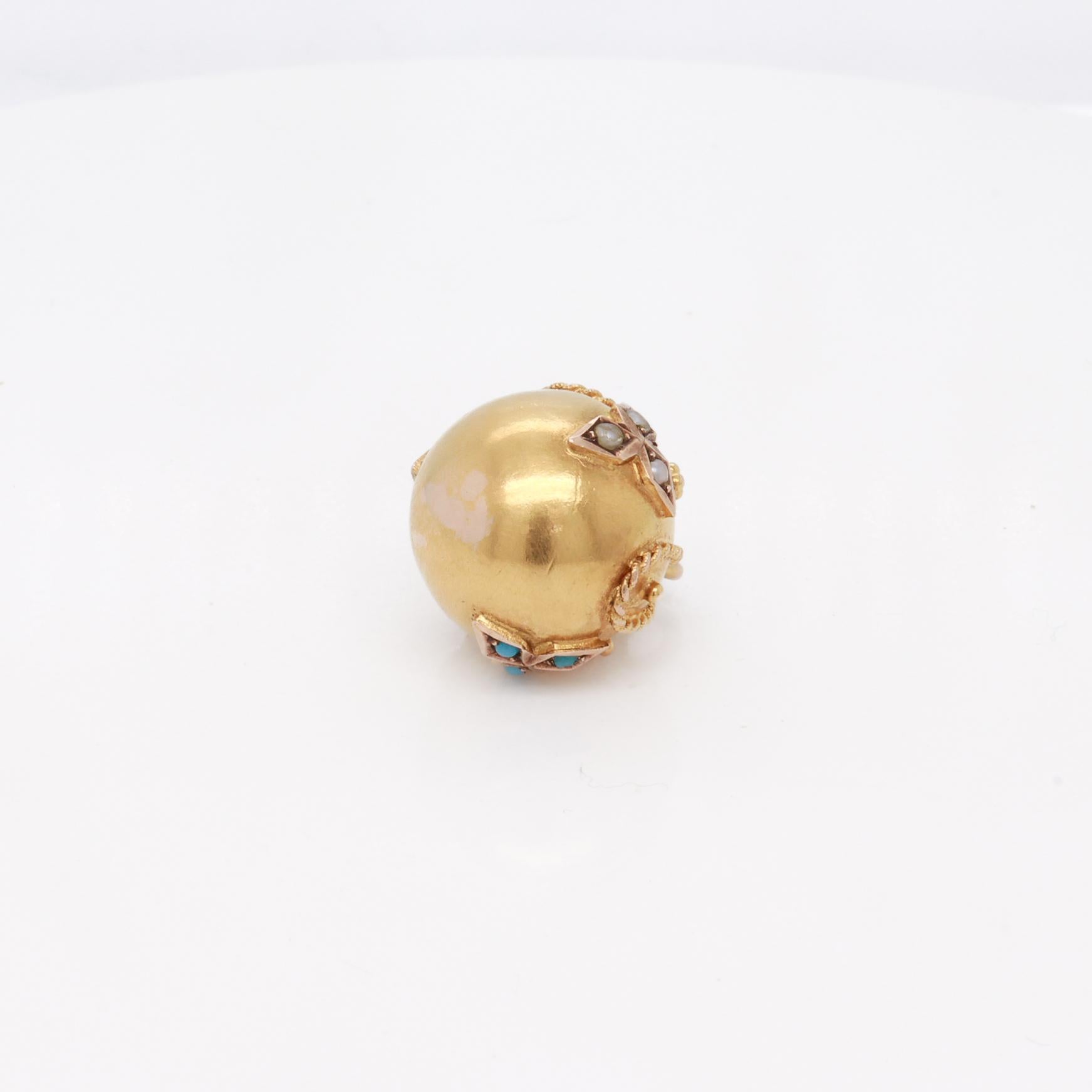 Antique 14K Gold Etruscan Revival Ball Shaped Watch Fob or Charm 6