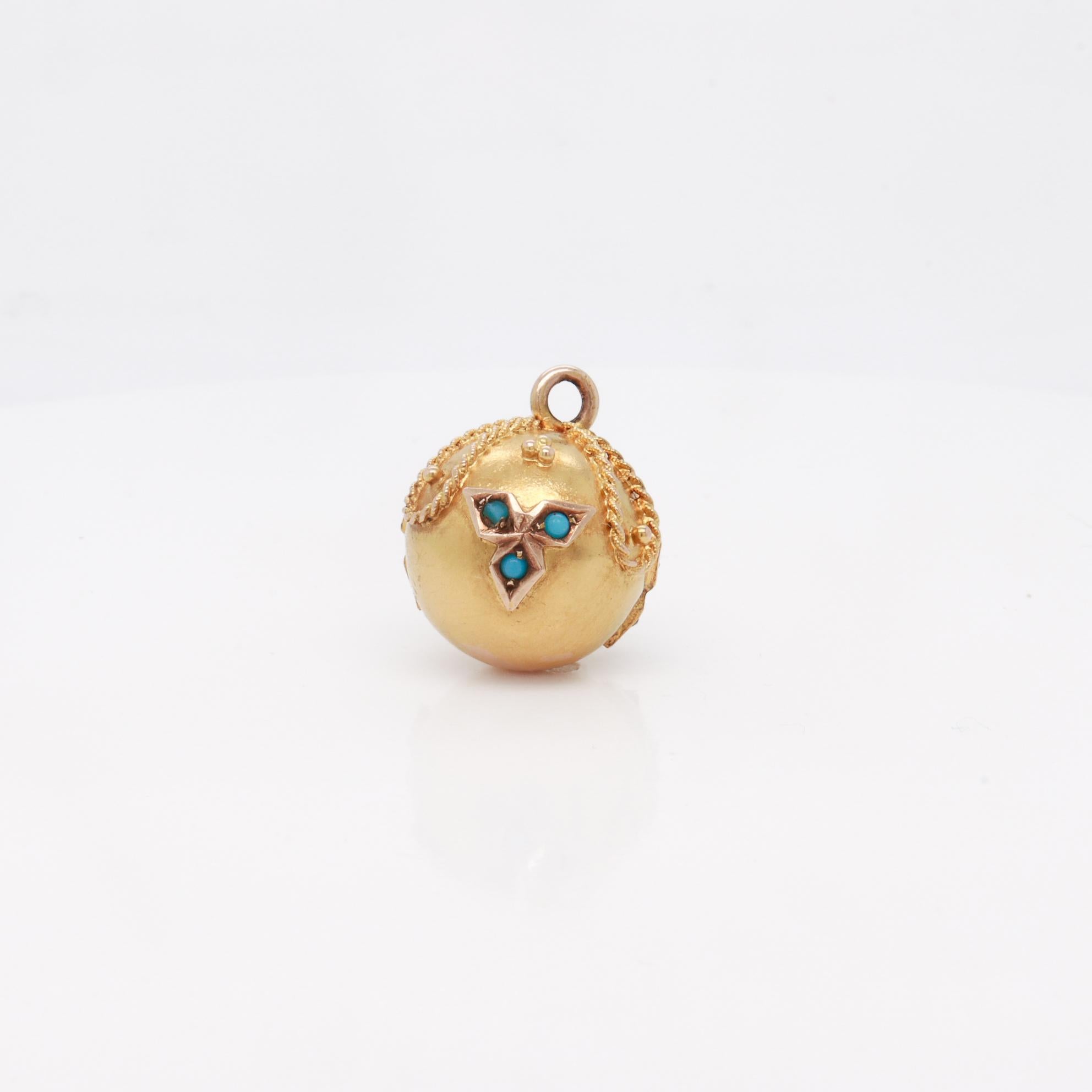 Antique 14K Gold Etruscan Revival Ball Shaped Watch Fob or Charm 2