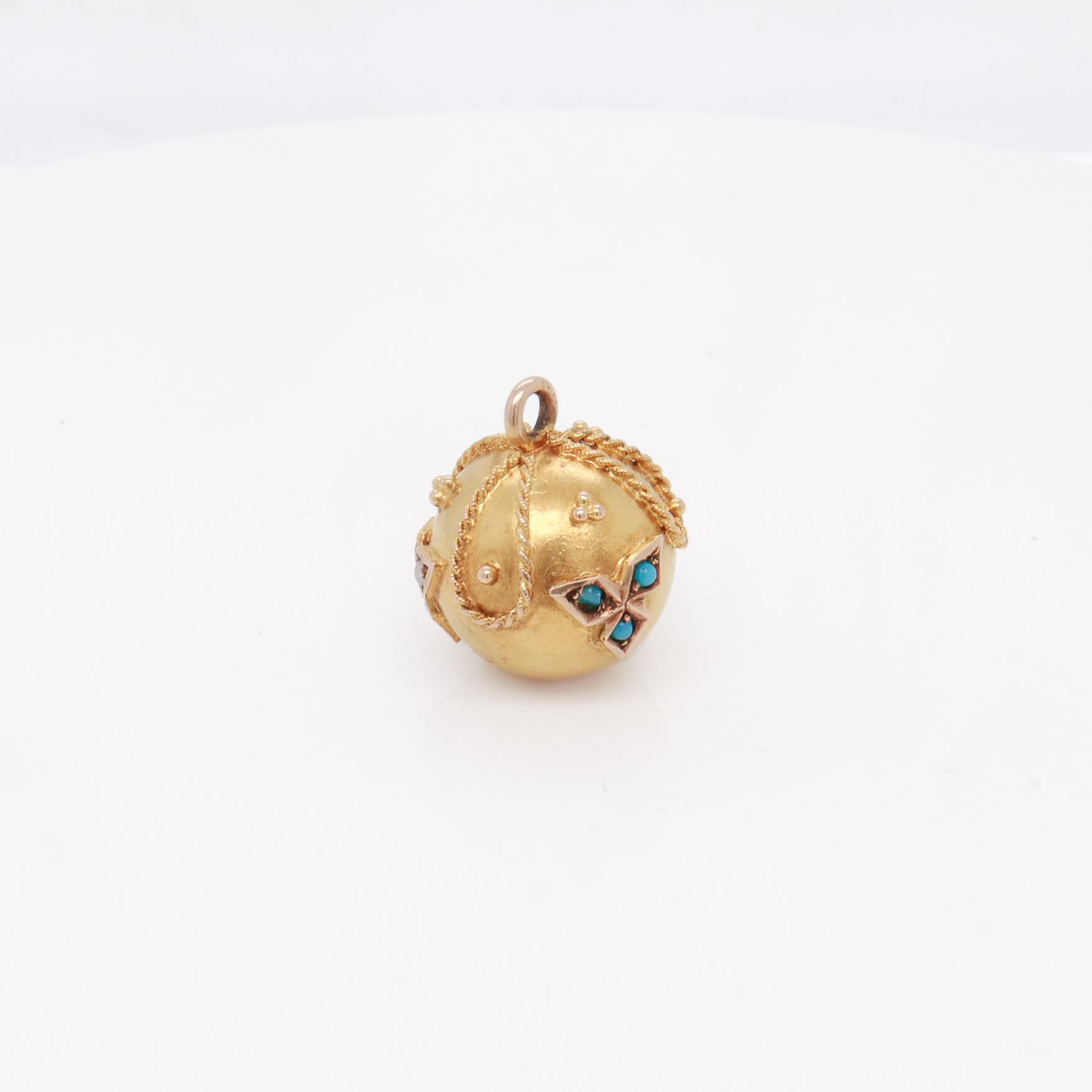 Antique 14K Gold Etruscan Revival Ball Shaped Watch Fob or Charm 4