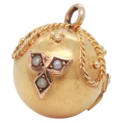 Antique 14K Gold Etruscan Revival Ball Shaped Watch Fob or Charm