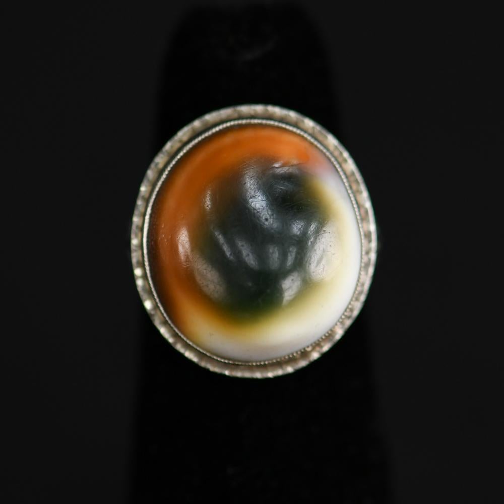 Antique 14-Karat Gold Filigree Eye of Shiva Shell Ring For Sale 5