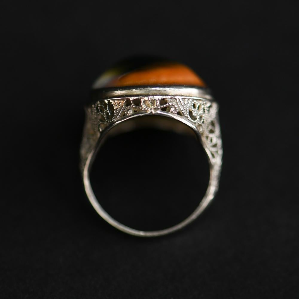 Antique 14-Karat Gold Filigree Eye of Shiva Shell Ring For Sale 8