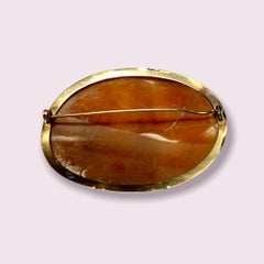 Antique 14K Gold Framed Cameo Brooch, Classical Scene of Women and Putti