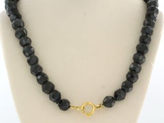 Antique 14k Gold Garnet Bead Choker Necklace, Circa 1880, 44.3g