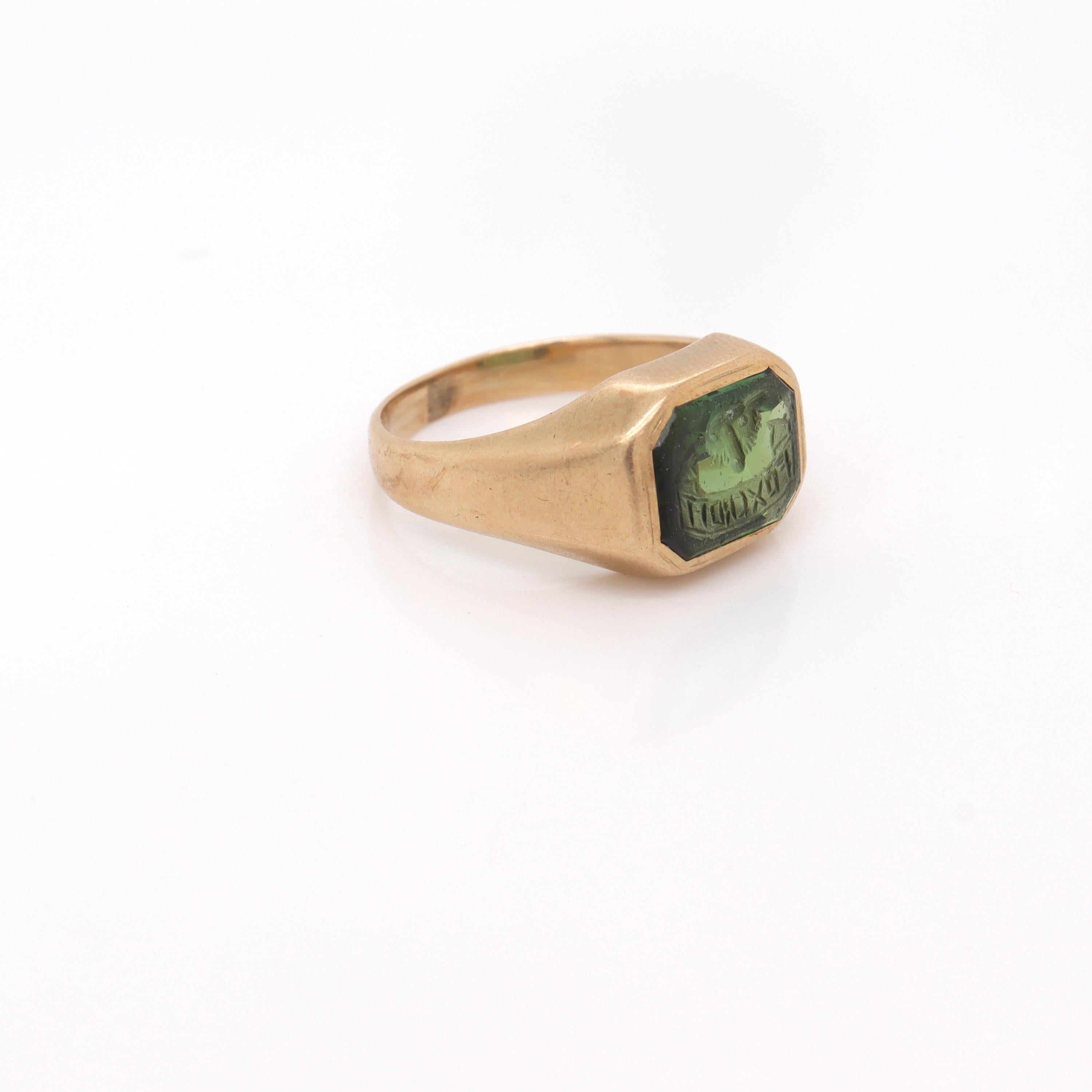 Antique 14K Gold & Gemstone Foxcroft School Signet Ring by Black, Starr, & Frost 1