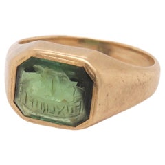 Antique 14K Gold & Gemstone Foxcroft School Signet Ring by Black, Starr, & Frost