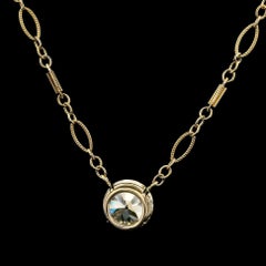 Antique 14k Gold GIA 1.82ct Old European Diamond Solitaire Pendant Necklace