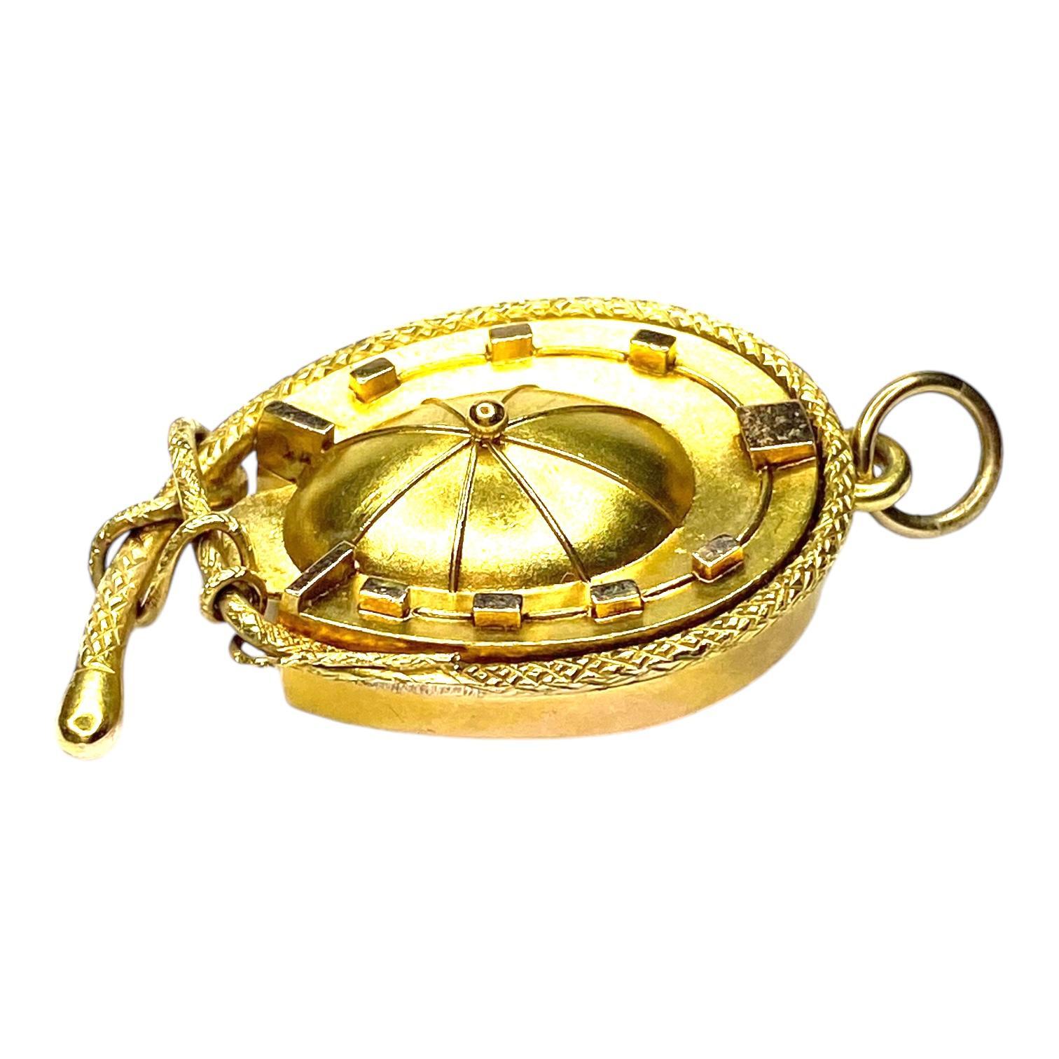 Late Victorian Antique 14K Gold Horseshoe Jockey Locket