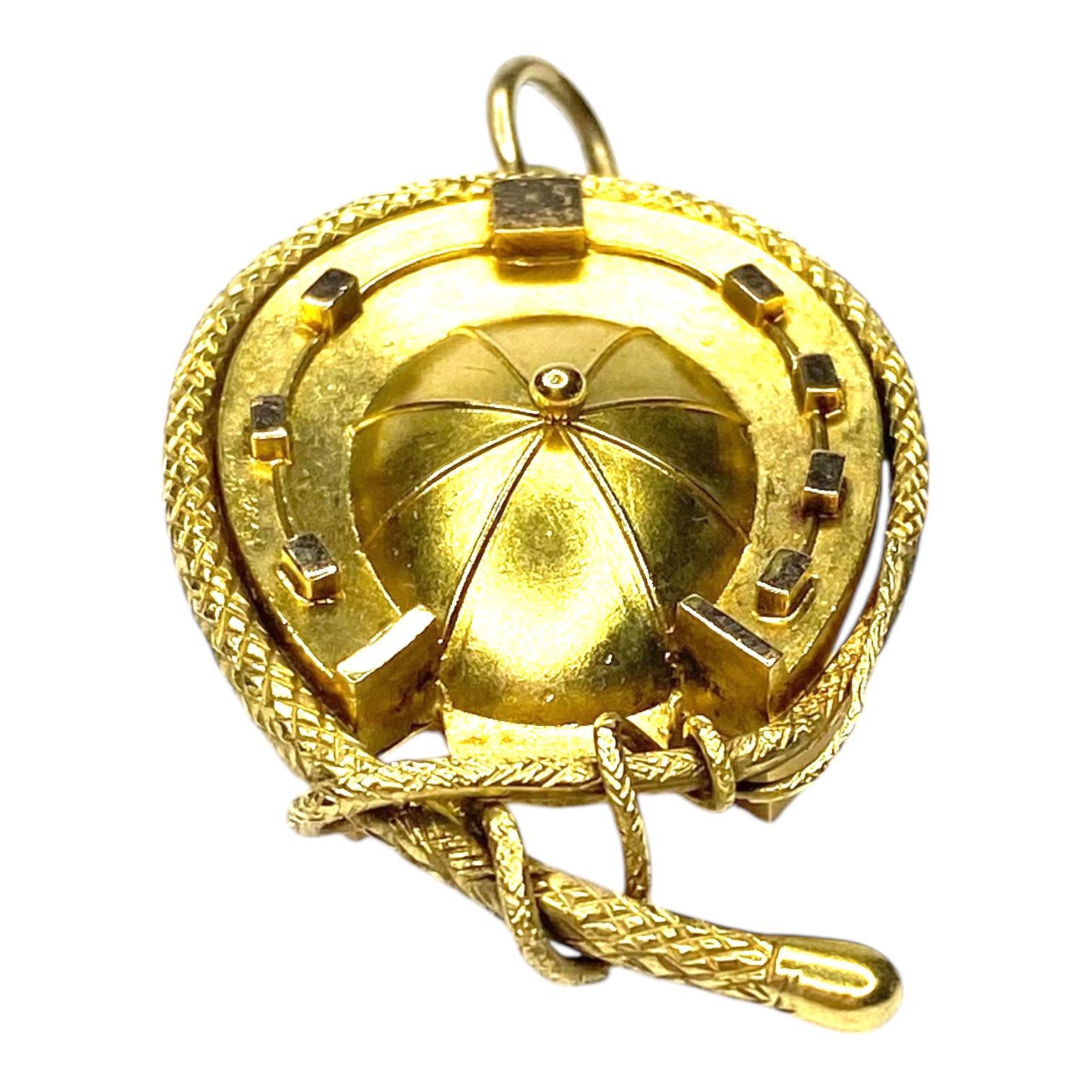 Antique 14K Gold Horseshoe Jockey Locket In Good Condition In Henderson, NV
