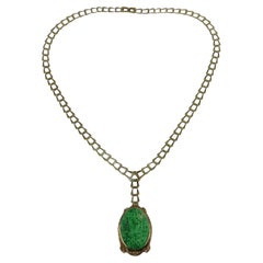 Antique 14K Gold Jade Pendant Necklace