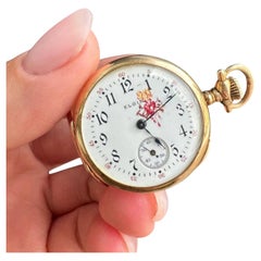 Antique 14k Gold Lady Raymond Elgin Size 5/0S Mechanical Open Face Pocket Watch