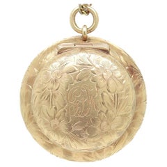 Antique 14k Gold Miniature Lady's Compact Charm for a Bracelet