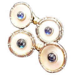 Antique Mother of Pearls And Sapphire Gold Cuflink