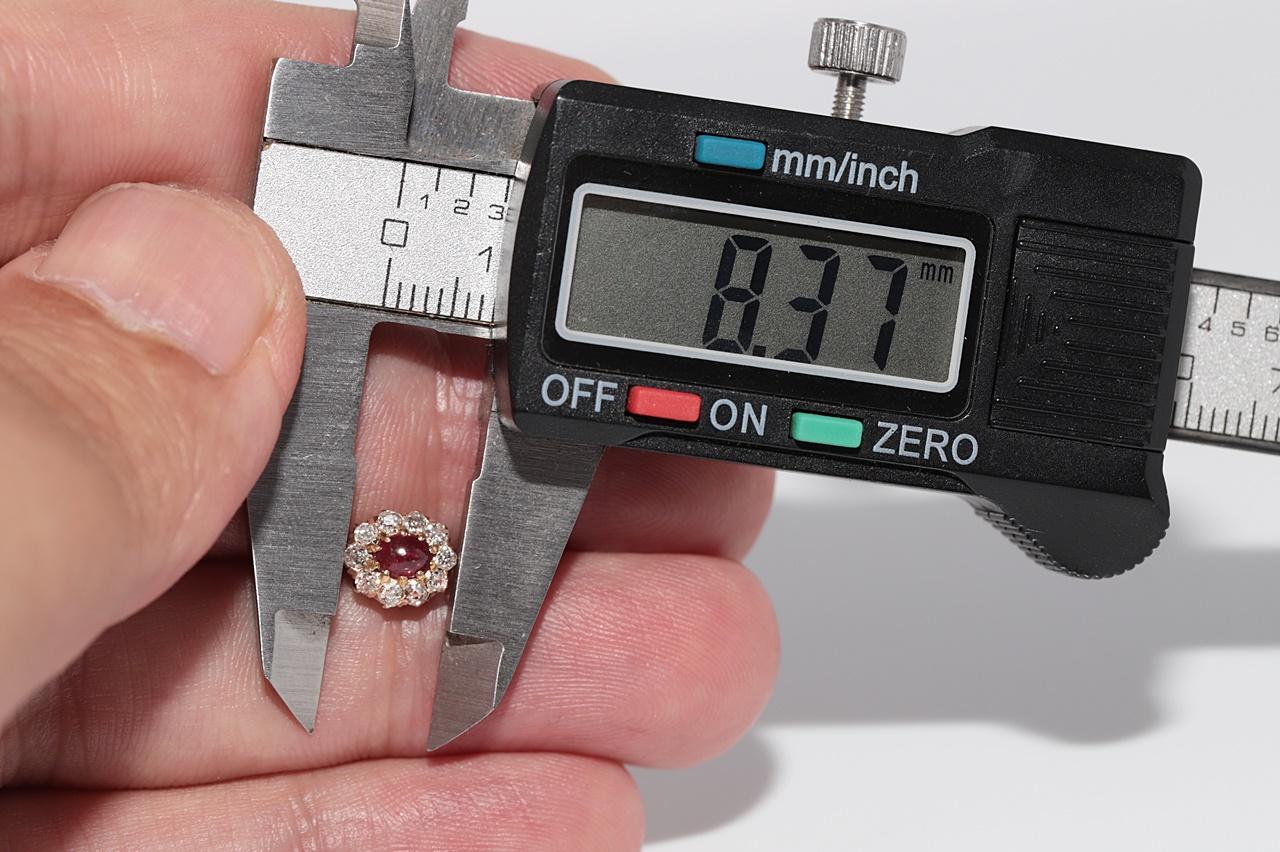 Antique 14k Gold Natural Old Cut Diamond And Cabochon Cut Ruby Stud Earring For Sale 6