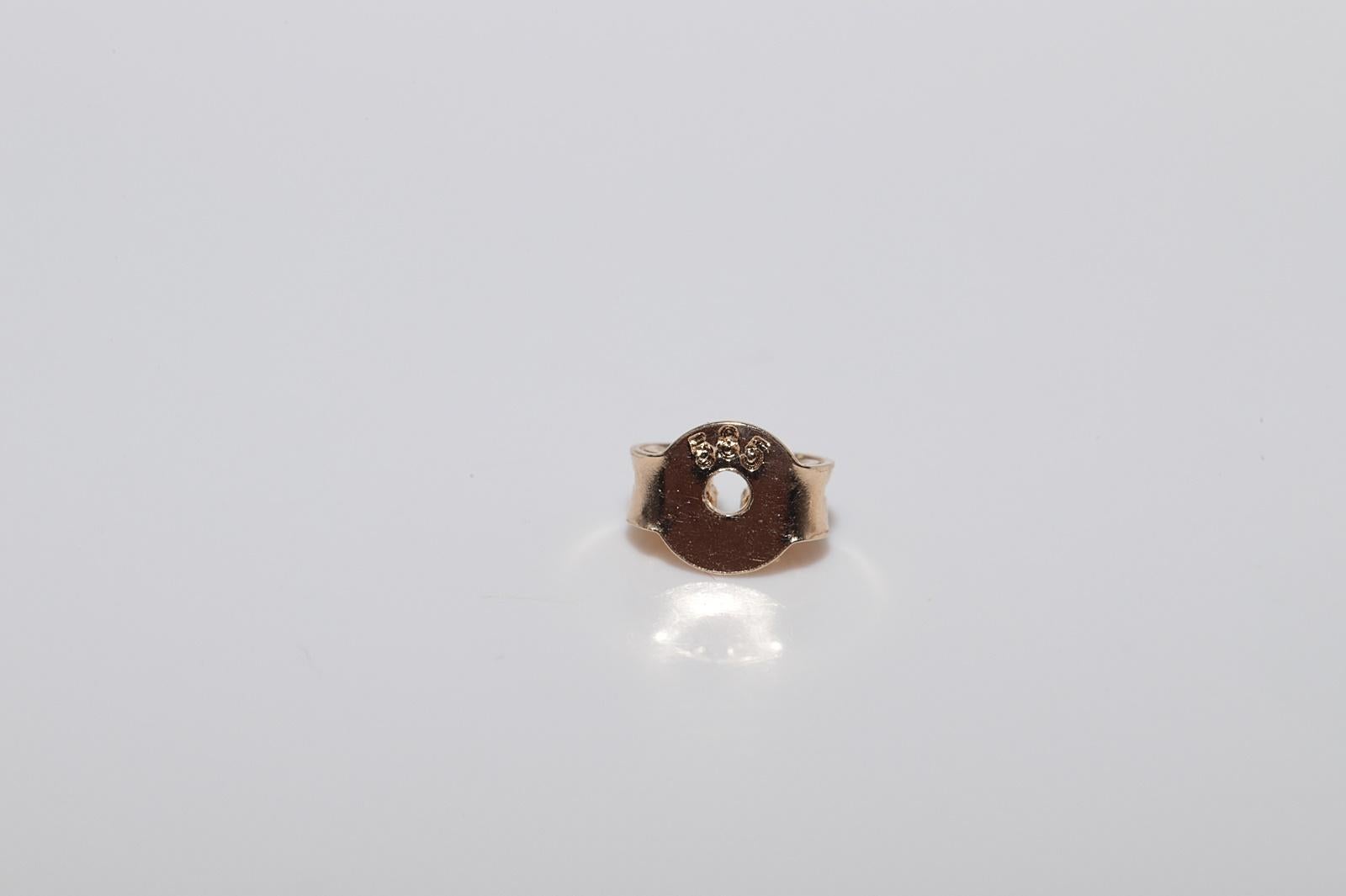 Antique 14k Gold Natural Old Cut Diamond And Cabochon Cut Ruby Stud Earring For Sale 3