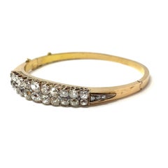 Antique 14K Gold Old Mine Cut Diamond Bangle, Circa 1870-80