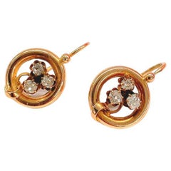 Antique 14k Gold Old Mine Cut Diamond Earrings